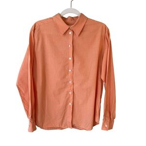 Talbots Orange Cotton Button Down Blouse Size 10P Classic Minimalist Office